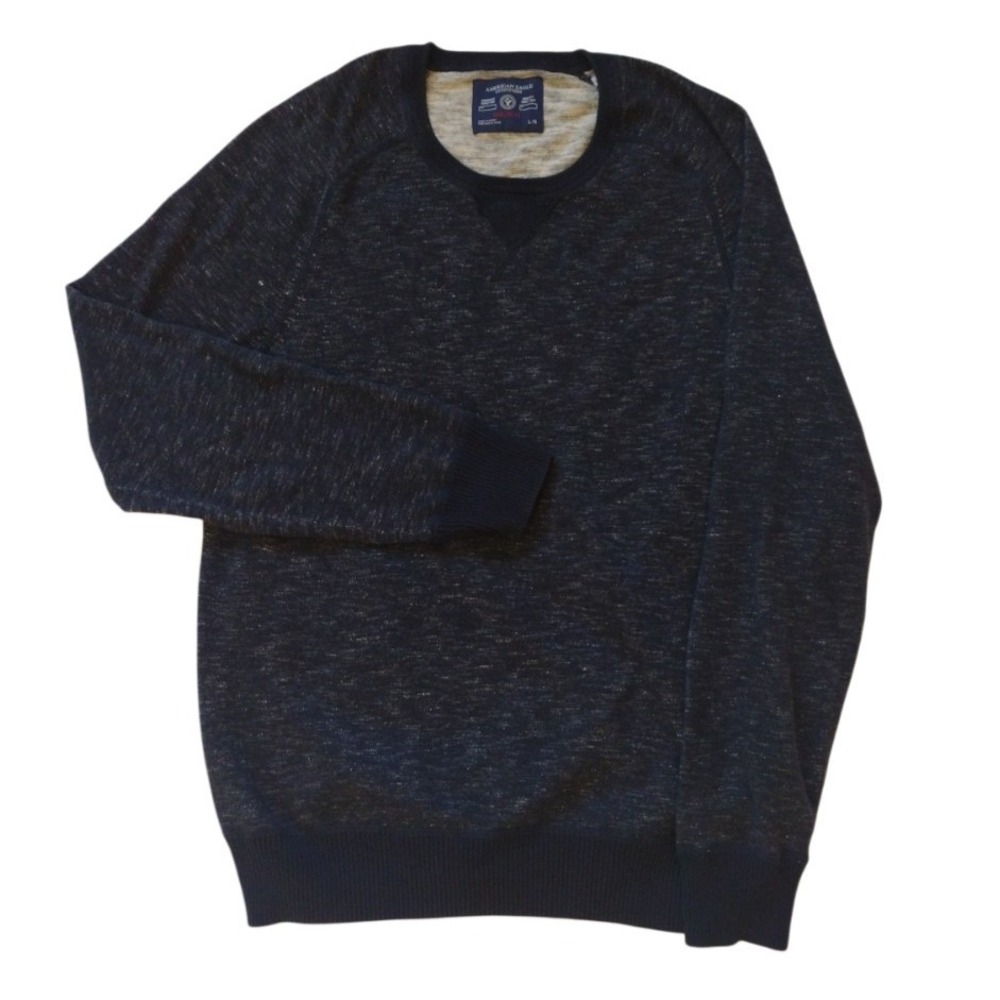 American Eagle Sweater Mens Large Blue Crewneck Pullover Lightweight Knit Casual